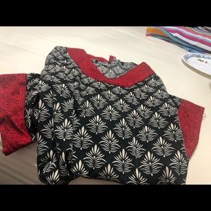 Plus Size red black Crepe TUNIC
